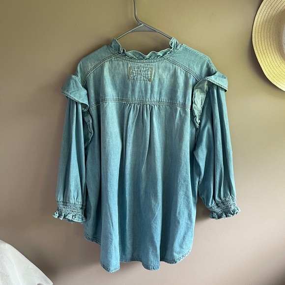 Free People, We The Free Denim Shirt, Louise Denim Top, Large - Picture 11 of 11